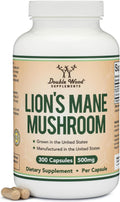 Organic Lions Mane Mushroom Capsules (300 Count), for Focus Support and Immune Health, Third Party Tested and Grown in The USA - by Double Wood