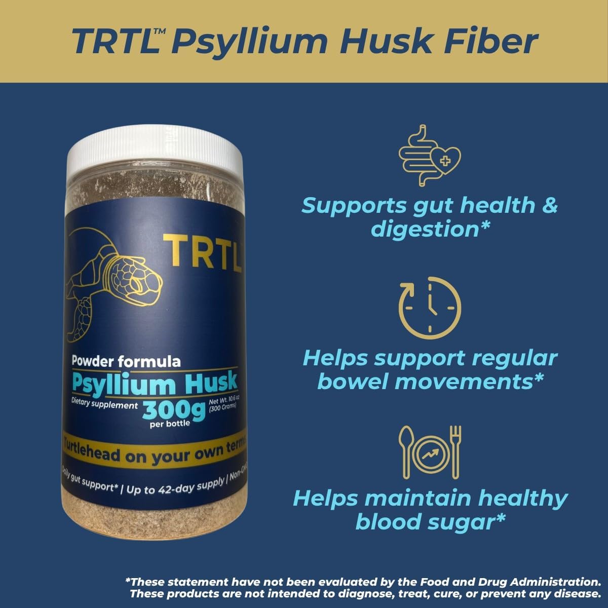 Psyllium Husk Powder - Natural Fiber Supplement for Gut Health & Regularity - 6g Fiber per Serving | 42 Servings | Vegan, Non-GMO