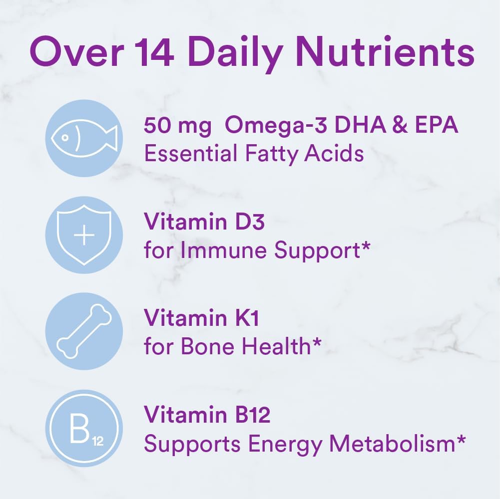 SmartyPants Toddler Multivitamin Gummies: Omega 3 Fish Oil (EPA/DHA), Vitamin D3, C, Vitamin B12, B6, A, K & Zinc, Biotin, Beta Carotene, Gluten Free, Three Fruit Flavors, 90 Count (30 Day Supply)