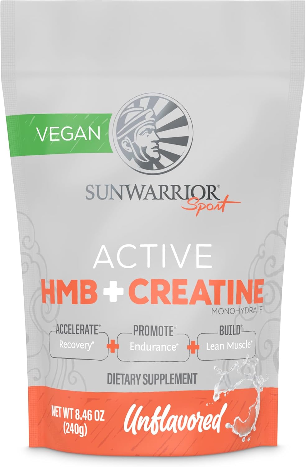 Sunwarrior HMB + Creatine Monohydrate Powder Micronized PreWorkout Leucine Recovery Supplement for Men & Women 240g Pouch | Unflavored 30 Servings