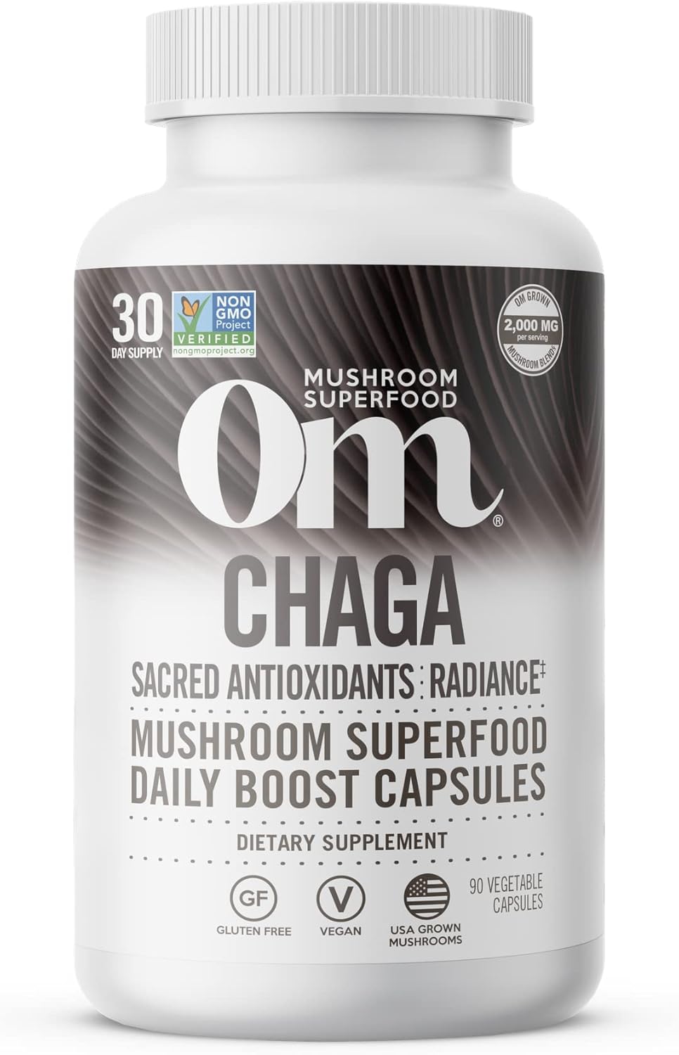 OM MUSHROOM SUPERFOOD Chaga Mushroom Capsules Supplement, Sacred Antioxidants & Immune Support, 90 Count, 30 Days