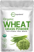 Micro Ingredients Sustainably US Grown, Organic Wheat Grass Powder (100% Whole-Leaf), 16 Ounce, Rich in Immune Vitamins, Fibers and Minerals, Support Digestion Function, Vegan Friendly