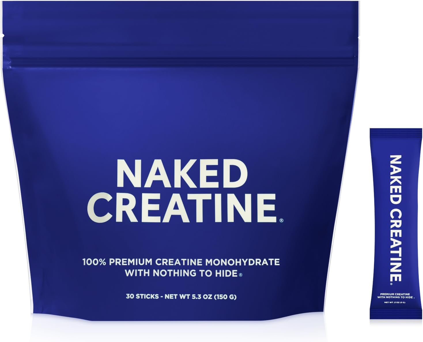 NAKED Creatine Stick Packs - Unflavored Micronized Creatine, Vegan, Non-GMO, Gluten-Free, Soy-Free, No Fillers, Supports Muscle Growth & Strength - 30 Servings