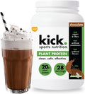 Kick Plant Protein Powder, Chocolate Flavor, 20 G Protein, Gluten Free Workout Supplement with Aminos Acids to Support Fitness Goals & Gut Health, No Sugar, No Artificial Flavors, 28 Servings