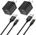iPhone Fast Charger,2Pack Dual Port Wall Charger with Fast Charging 6.6FT Long Nylon Braided USB to Lightning Cable Cord Double Wall Charger Adapter Block Plug for iPhone 14 13 12 Pro Max 11 SE iPad