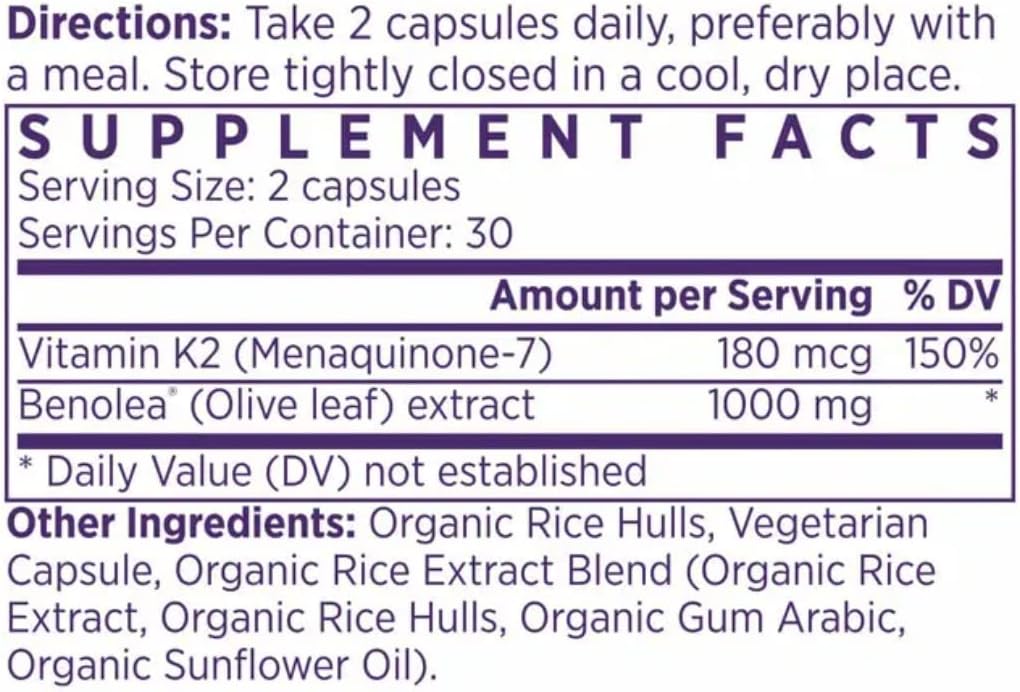 NAOMI BP Advanced, Potent Ingredients for Blood Flow and Circulation, Endothelial Function, Supports Cardiovascular and Arterial Health, 1000mg Olive Leaf Extract, 180mcg Vitamin K2 (Small, 60 Count)