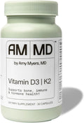 Amy Myers MD Vitamin D3/K2 10,000 IU Capsules - Daily Vitamin Supplement for Bone, Immune & Hormone Health Support - Healthy Mindset & Relaxation Aid - 30 Capsules