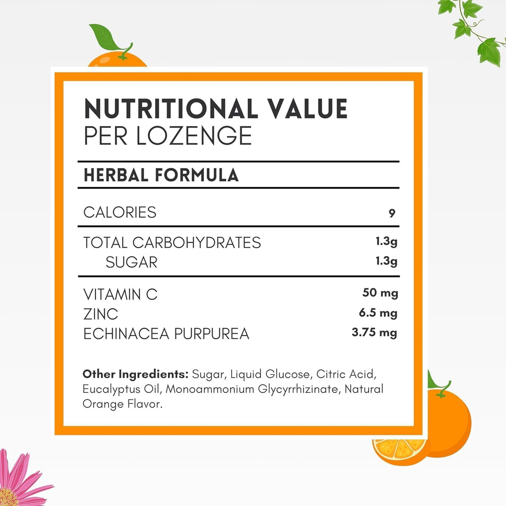 HERBION Naturals Zinc, Echinacea & Vitamin C Lozenges 25 CT, Dietary Supplement for Adults & Children 5+, Promotes Wellness for The Whole Family, 25 Count, Orange, Pack of 1