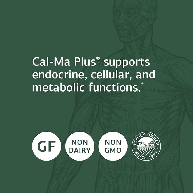 Standard Process Cal-Ma Plus - Calcium Support for Endocrine and Cellular Functions - Aids Healthy Bones, Nerves & Muscle Function - Gluten-Free, Non-Dairy & Non-Soy - 180 Tablets