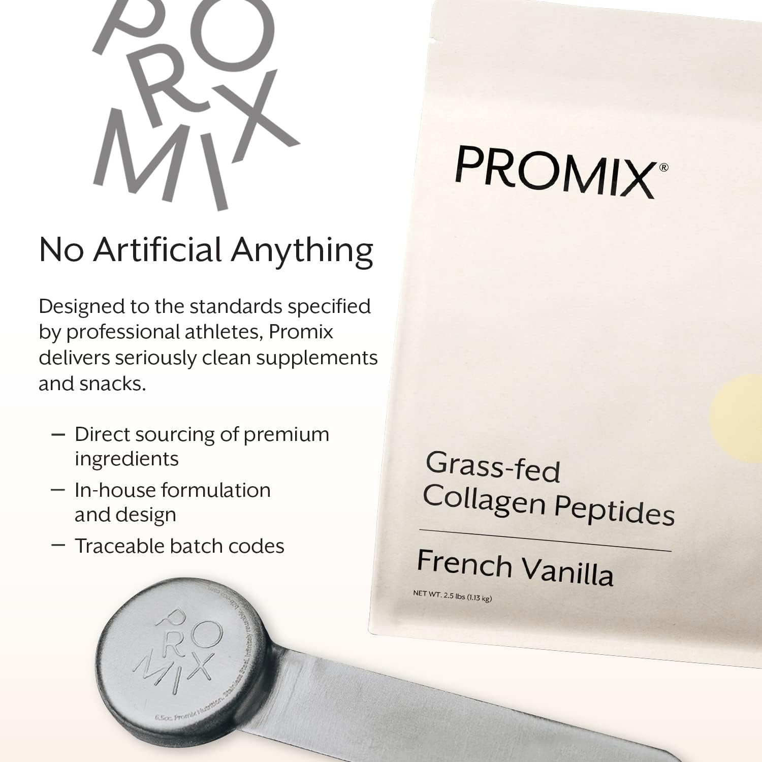 ProMix Nutrition Hydrolyzed Collagen Peptides Protein - Type 1 & 3 Grass Fed Collagen, Organic Coconut Sugar, Vanilla - 2.5 Pound (Pack of 1)