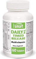 SuperSmart Daily 2 Timed Release (Advanced Complex) - Patented 32-in-1 Multivitamin Formula - with Vitamins, Minerals, Nutrients, Antioxidant | Non-GMO & Gluten Free - 60 Tablets | 1 Month Supply