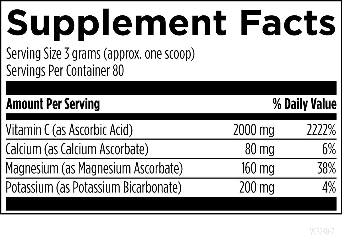 Designs for Health Buffered Vitamin C Powder 2000mg - Powdered Vitamin C (Ascorbic Acid) for High Dosing with Alkalizing Minerals to Be Gentle on The Stomach - Non-GMO Drink Mix (80 Servings / 240g)