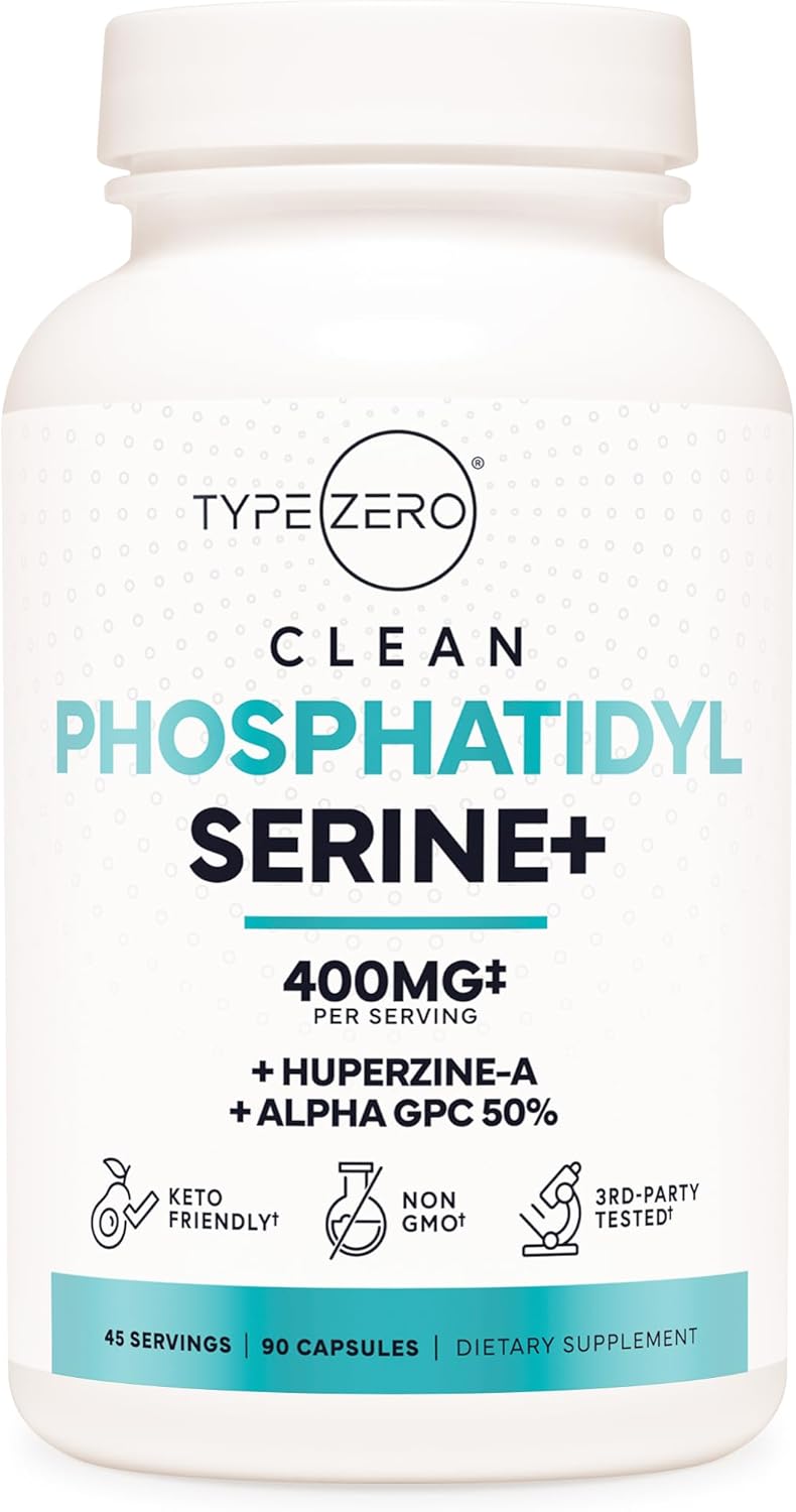 Type Zero Phosphatidylserine 3X Strength Nootropics Brain Support Supplement w/Alpha GPC, Huperzine A & Phosphatidylserine - Clean Focus & Memory Supplement for Brain Pills