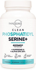 Type Zero Phosphatidylserine 3X Strength Nootropics Brain Support Supplement w/Alpha GPC, Huperzine A & Phosphatidylserine - Clean Focus & Memory Supplement for Brain Pills