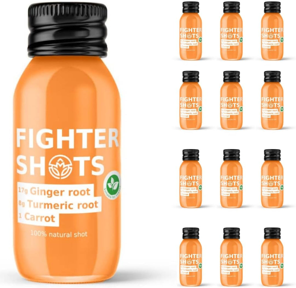 Ginger Turmeric and Carrot Shots (Vegan/12x60ml) | Fresh & Fiery Ginger Shots for Immune Support | Boosts Energy | 100% Natural/No Nasties | Rich in Antioxidants | Packed with Vitamin C