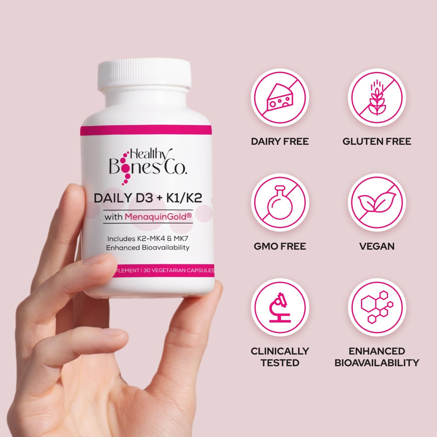 Premium D3 K2 - Full Spectrum Vitamin D3 K2, 2000 IU D3 + MK7 + MK4 + K1, Daily D3 K2 & K1 Supplements - Vitamin D Supports Calcium Absorption for Strong Bones & Immune Health - 30 Capsules