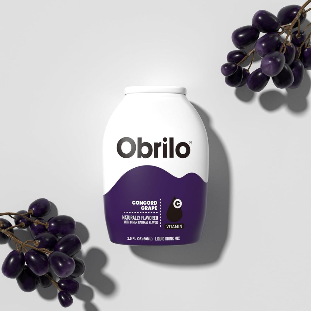 Obrilo Water Enhancer Liquid Flavoring Drops - ZERO Sugar/Calorie, Dye Free, Naturally Flavored Drink Syrup, 2.0 fl oz x 5 Bottles for Kids & Adults (Concord Grape)