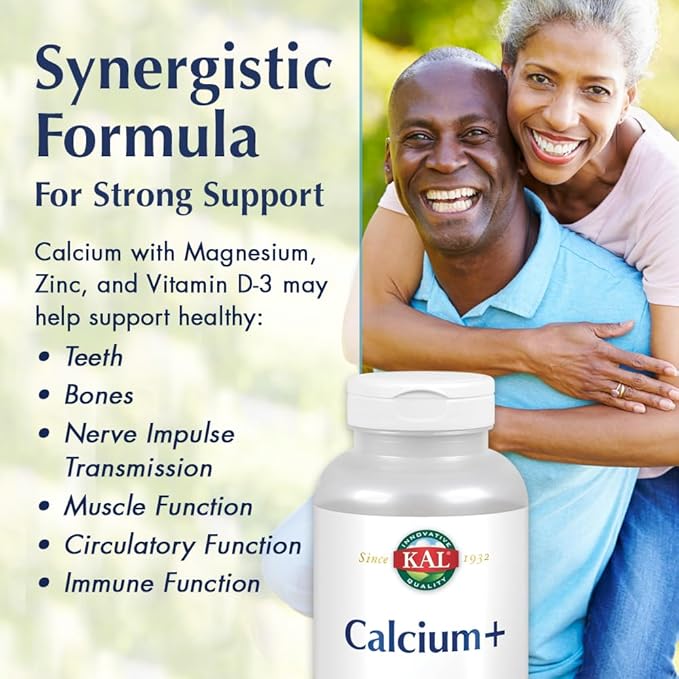KAL Calcium Plus Softgels - 1000mg per Serving, Calcium, Magnesium, Zinc, & D3 Supplement, for Men and Women - 200 Count Softgels