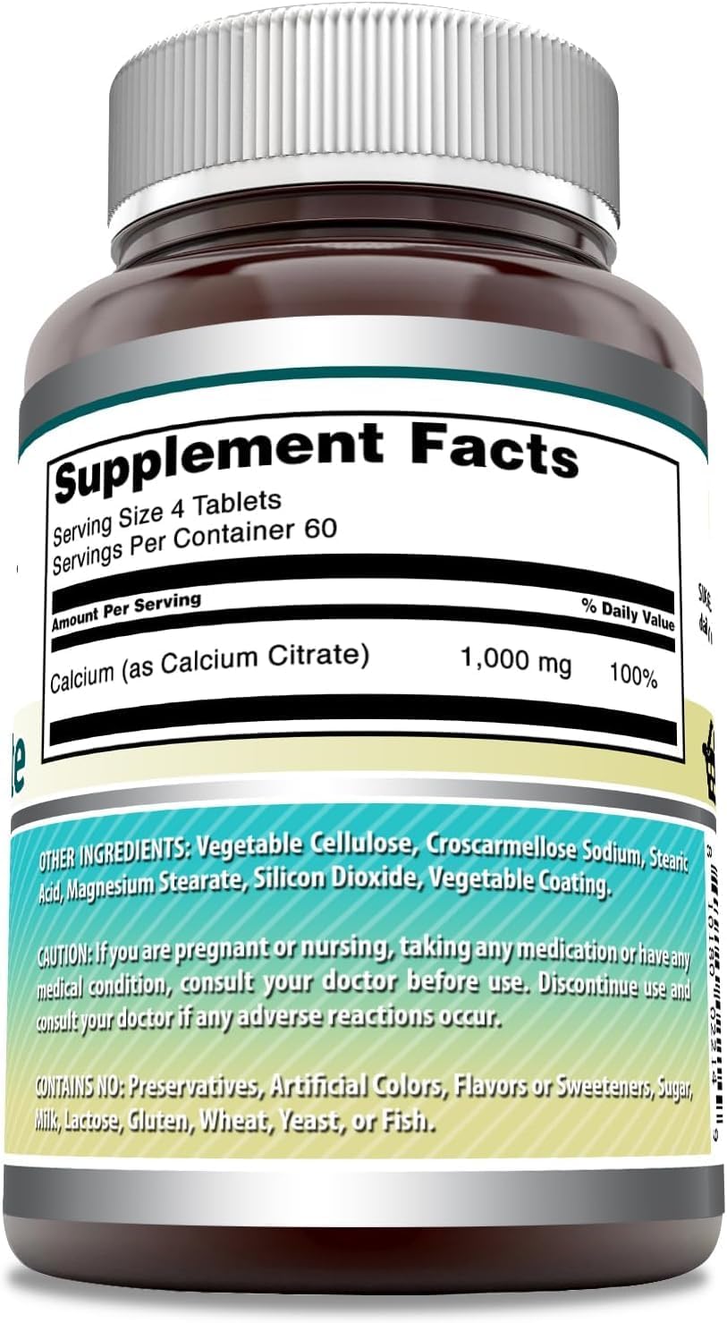 Amazing Formulas Calcium Citrate Supplement | 1000 Mg | Tablets | Non-GMO | Gluten Free | Made in USA (3 Pack, 240 Count)