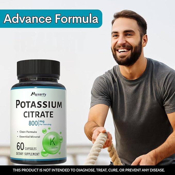 Potassium Citrate Supplement | Pottasium Citrate Capsules | CitratePotassium | Pottasium Supplement for Men & Women - 60 Capsules (Pack 2)
