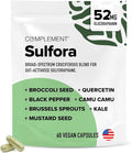 Complement Sulfora – Sulforaphane Supplement with Myrosinase, 52mg Glucoraphanin- Broccoli Seeds, Kale, Camu Camu, Mustard Seed, Quercetin, Brussels Sprouts– Natural Detox, Immune Support– 30 Servings
