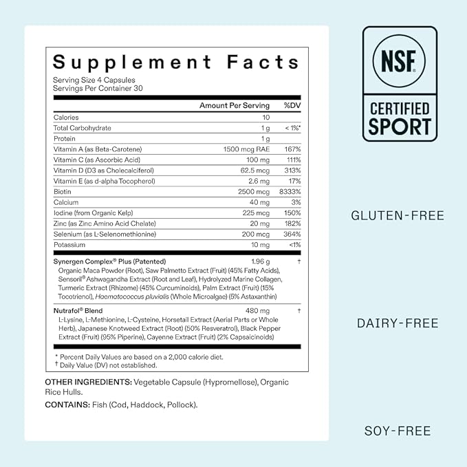 Nutrafol Women's Balance Hair Growth Supplements, Ages 45 and Up, Clinically Proven for Visibly Thicker Hair and Scalp Coverage in 3-6 Months, Dermatologist Recommended - 1 Month Supply Refill Pouch