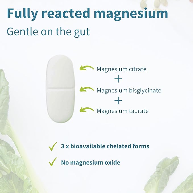 Igennus Superior Triple Magnesium Complex, Fully Reacted & Chelated Glycinate, Taurate & Citrate, Clean Label, High Bioavailability & Absorption, 180 Tablets, Vegan, Non-Buffered
