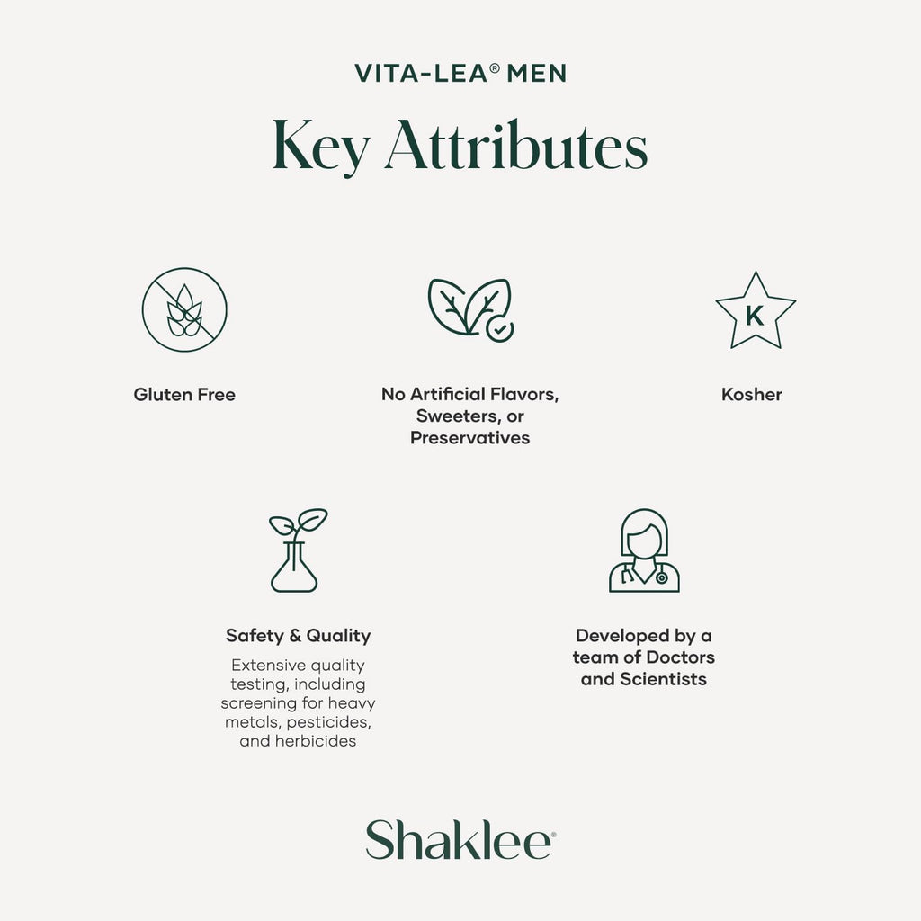 Shaklee - Vita-Lea® Men High Potency Multivitamin and Multimineral - Supports Heart, Immune, Bone, and Joint Health - Formulated for Men's Unique Needs - Includes Vitamin C, D, and E - 240 Tablets