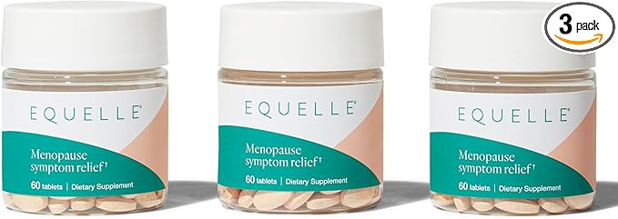 EQUELLE Multi-Symptom Menopause Relief Supplement for Women, Plant-Based S-Equol, Non-Hormonal & Non-Prescription, Fewer Hot Flashes, More Sleep, Relieves Muscle Aches, 3 Month Supply (180 Tablets)