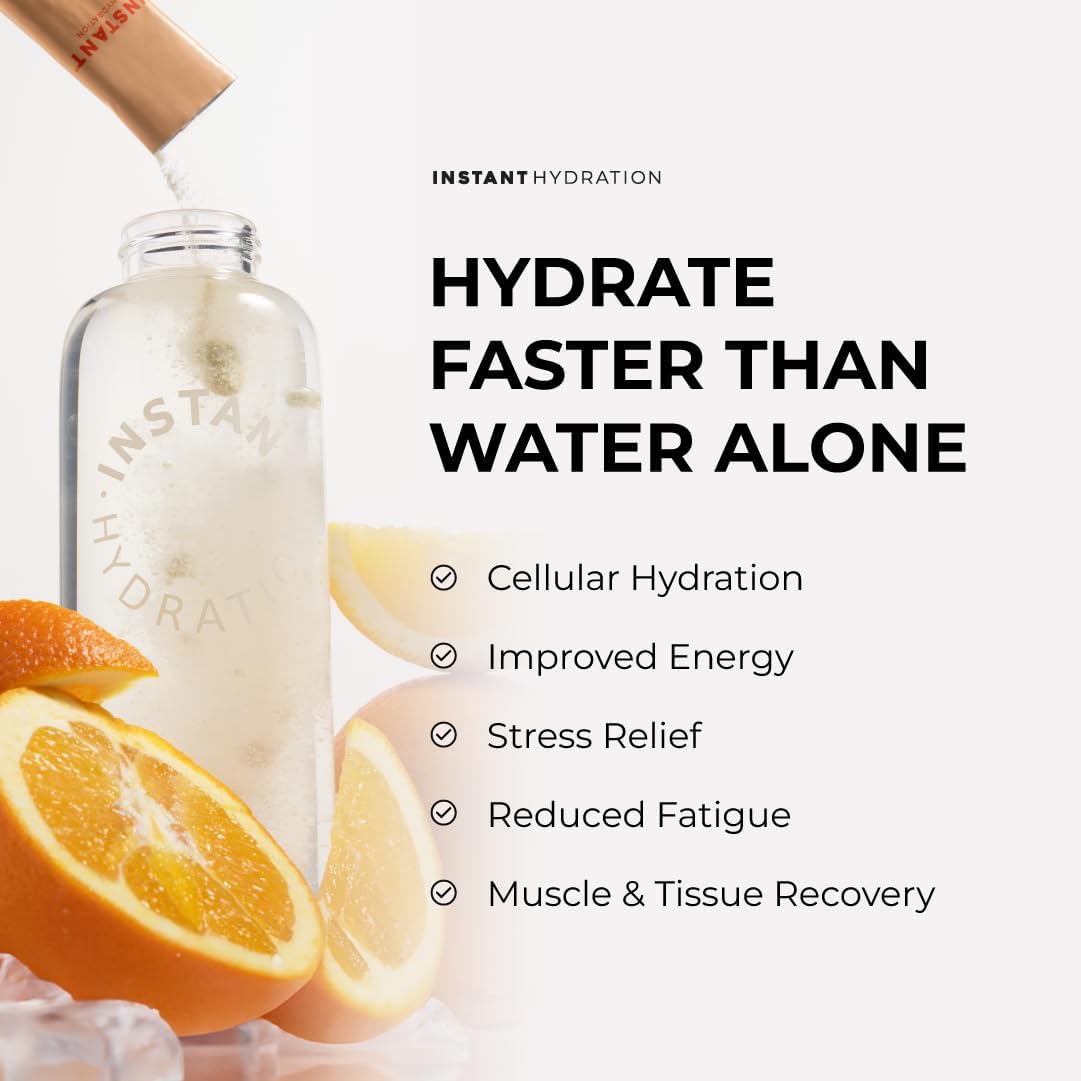 Instant Hydration Electrolytes Powder Packets - Citrus Orange Drink Mix - Zero Sugar - Keto, Vegan, Gluten-Free, Non-GMO - Boost Recovery, Brain Health, Muscle & Tissue Support- 30 Sticks