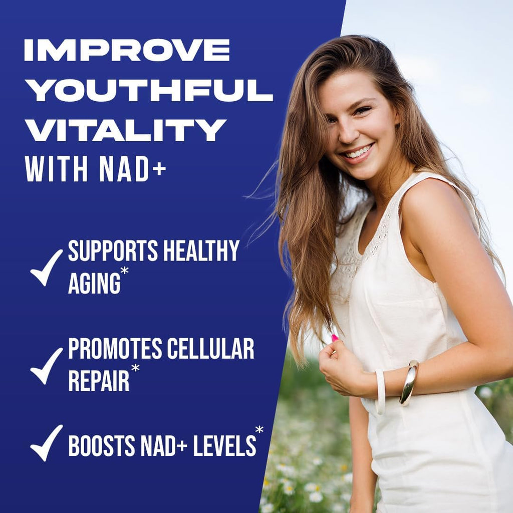 NAD+ Resveratrol Supplement - Advanced NAD Plus Antioxidant Formula - Supports Cellular Vitality, Healthy Aging, Energy & Longevity - Ideal for Men & Women - 30 Capsules