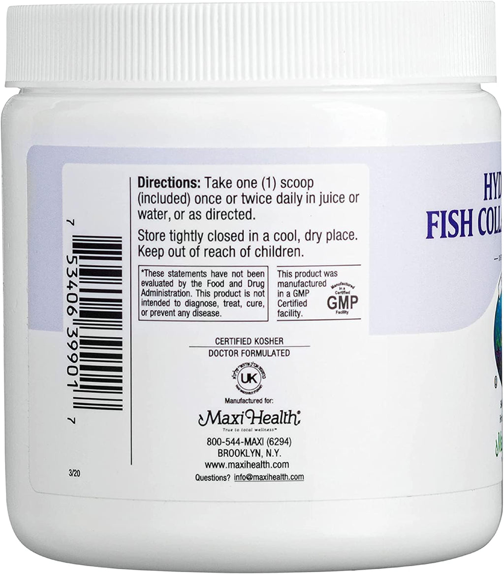 Maxi Health Collagen Peptides Powder – Type I Unflavored Marine Powder Collagen for Women & Men - Wild-Caught Protein Supplement for Joints, Skin, Hair & NailNails (10.75 oz)