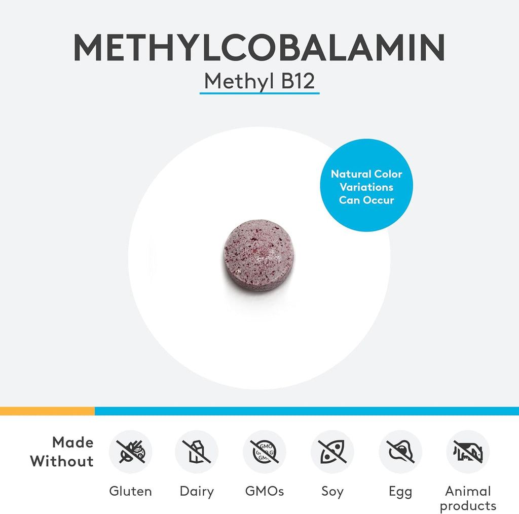 XYMOGEN Methylcobalamin 5,000 mcg - Vitamin B12 Supplement in Small, Pleasant-Tasting Tablets - Supports Healthy Methylation, Neurological Health, a Healthy Immune System (60 Tablets)