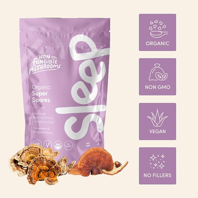 SLEEP Mushroom Powder 60g (30 Servings) | Organic Reishi & Turkey Tail | Best Organic Mushroom Powder for Sleep, Stress Relief & Immune Support | Functional Medicinal Mushroom Powder