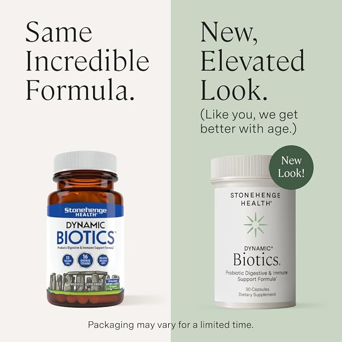 Stonehenge Health Probiotics 55 Billion CFU - 16 Strains, Prebiotic, Synbiotics Dynamic Biotics - Lactobacillus Acidophilus, Delayed Release, Shelf Stable, Non-GMO Gluten Free Veggie Capsule