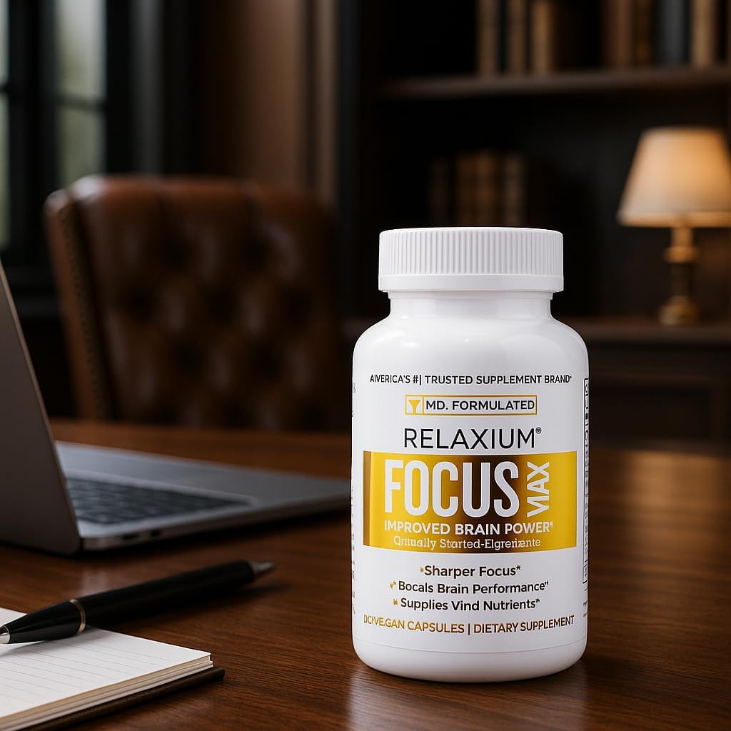 Relaxium FocusMax, Brain & Focus Health Supplement, Mental Clarity Support, Proven Concentration, Focus, Memory, & Nootropics Booster, USA-Manufactured, 30 Vegan Capsules