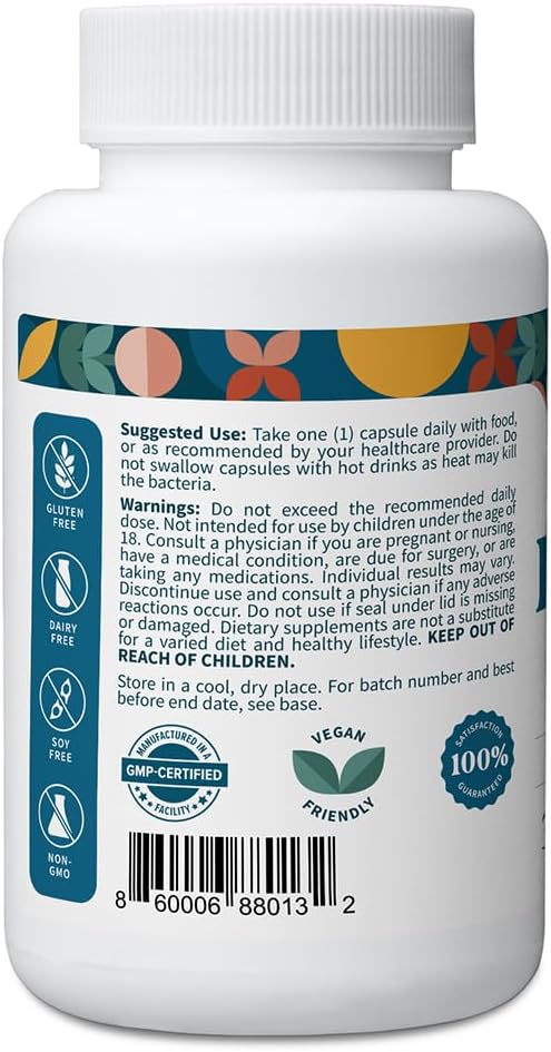 Pattern Wellness Probiotic Supplement - 51 Billion CFU - Supports Digestive Balance & Gut Wellness - Mindfully Sourced, Non-GMO - 30 Vegan Capsules