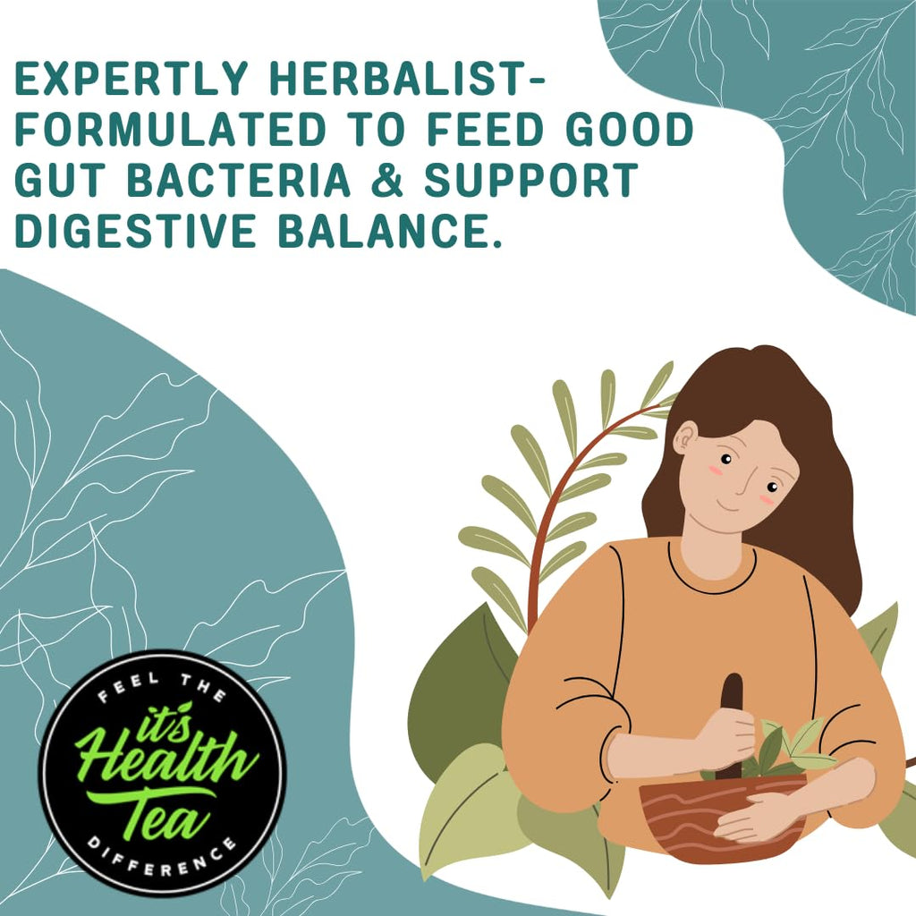 Probiotic Support Herbal Tea – Gut Balance & Digestive Comfort Blend | Dandelion, Chicory, Burdock, Elecampane & Peppermint | Caffeine-Free | + 35 Empty Tea Bags