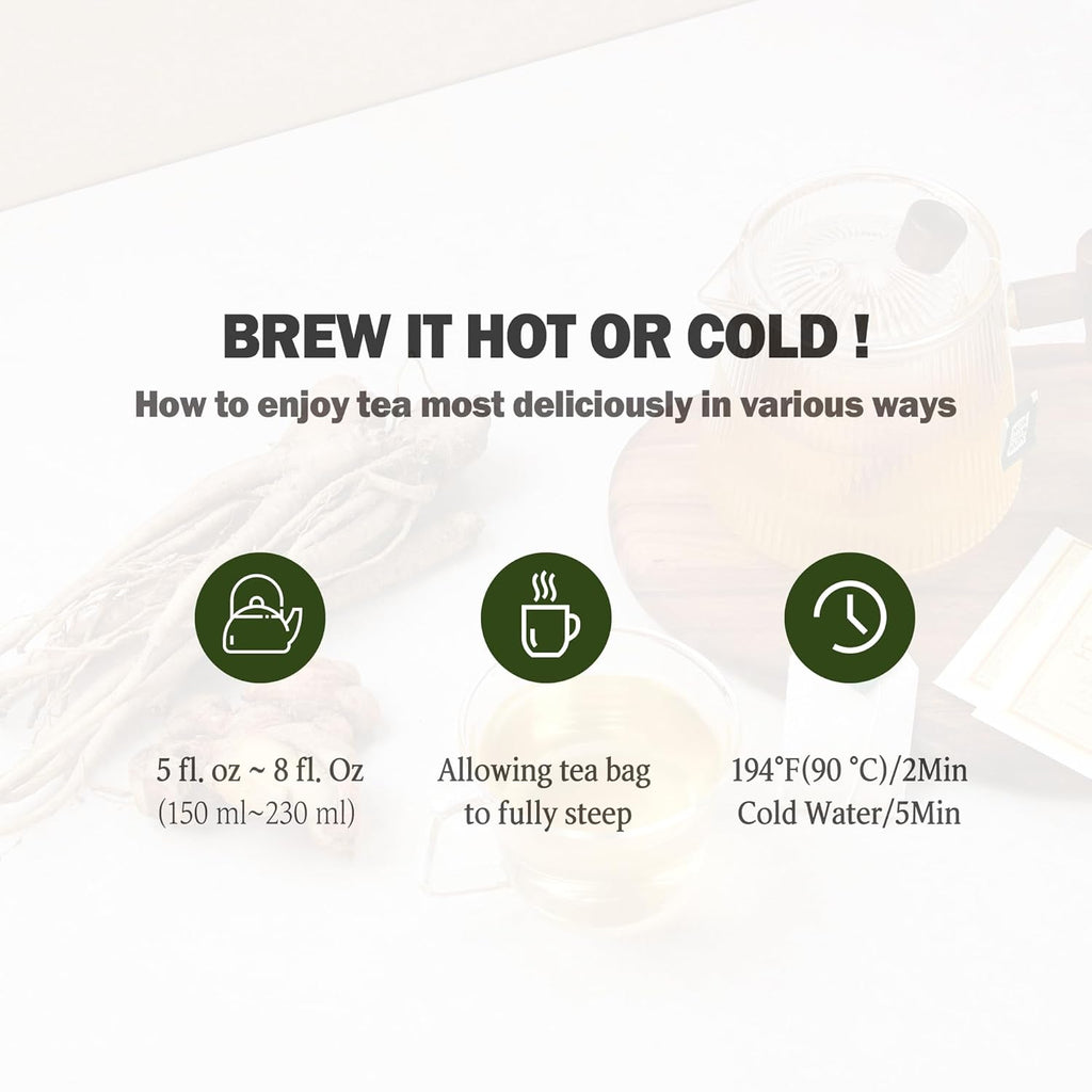 [Nokchawon] Bellflower Root Ginger Tea, Caffeine Free, Premium Pure Herbal Tea, Zero Calories Korean Tea, for Stocking Stuffers and White Elephant Gifts, 20 Count Tea Bags, 0.56oz(16g)