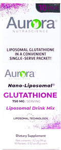 Aurora Nutrascience Nano-Liposomal Glutathione, Grape Powdered Drink Mix Immune & Antioxidant Gut Health Support Supplement, 750 mg per Serving, Non-GMO, Sugar-Free, 10 Single Serve Packets