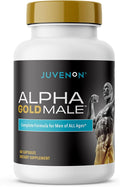 Juvenon Alpha Gold Male Testosterone Booster for Men - T-Support & Male Vitality with KSM-66 Ashwagandha + Fenugreek + Boron Citrate + Saw Palmetto, Non-GMO Vegetarian Capsules