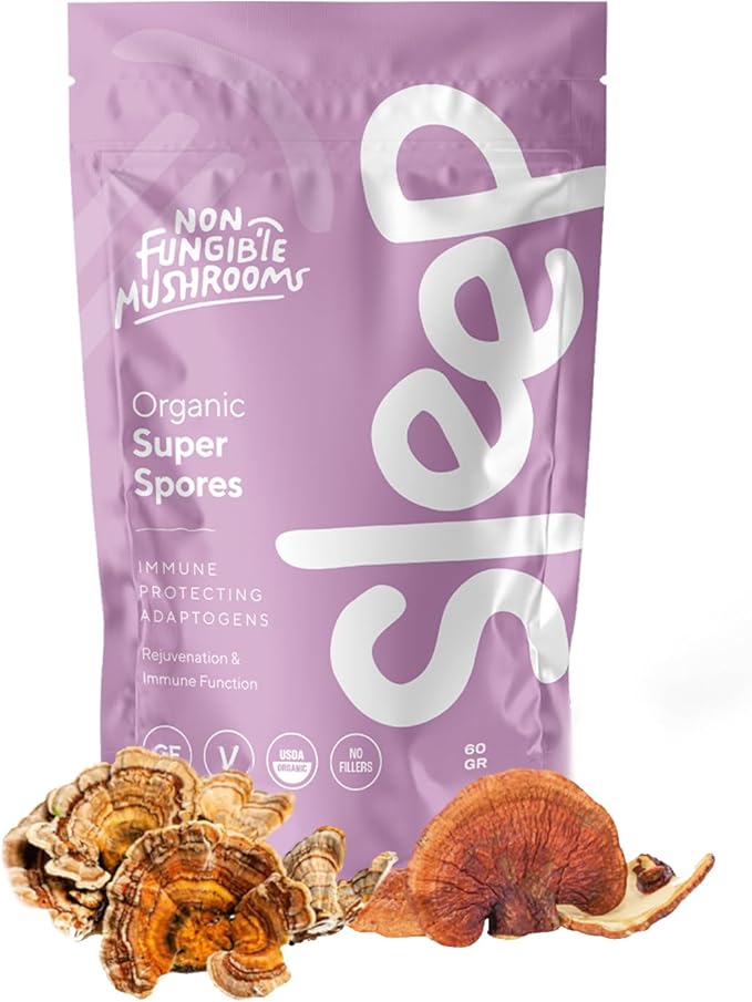 SLEEP Mushroom Powder 60g (30 Servings) | Organic Reishi & Turkey Tail | Best Organic Mushroom Powder for Sleep, Stress Relief & Immune Support | Functional Medicinal Mushroom Powder