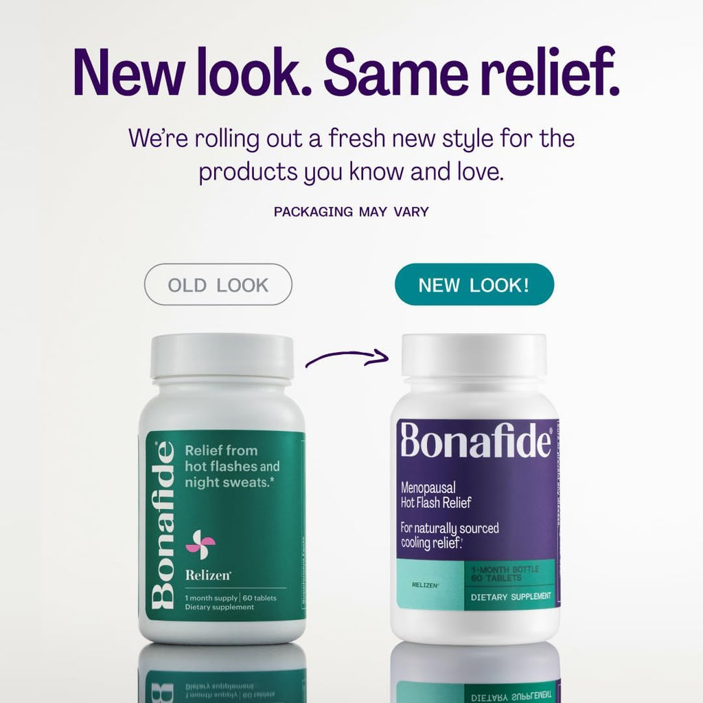 Relizen by Bonafide. Relief from Menopausal Hot Flashes & Night Sweats. — 3-Month Supply (180 Tablets)