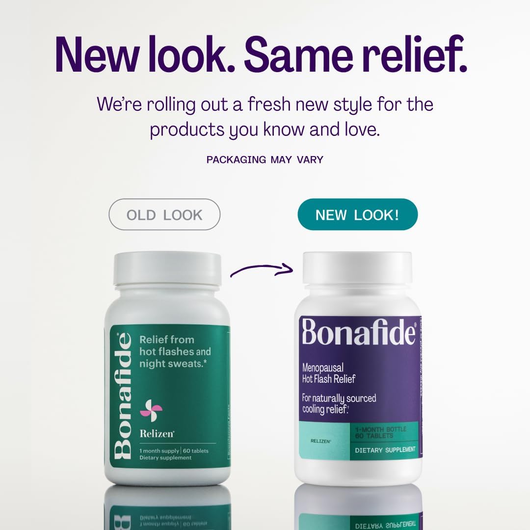 Relizen by Bonafide. Relief from Menopausal Hot Flashes & Night Sweats. — 3-Month Supply (180 Tablets)