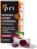 P.R.I Manuka Honey Lozenges with Propolis, Soothing Cough and Throat Drops, MGO 300+ Certified, (Cherry, 16 Count)