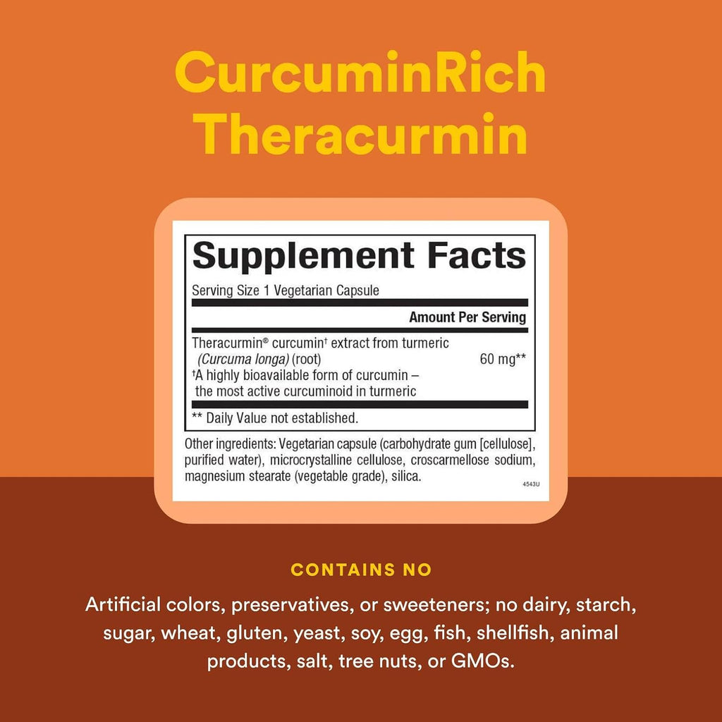 Natural Factors, CurcuminRich Double Strength Theracurmin, 60 mg, Just 1 Capsule Daily, Formulated for Superior Absorption, 60 Count (Pack of 1)