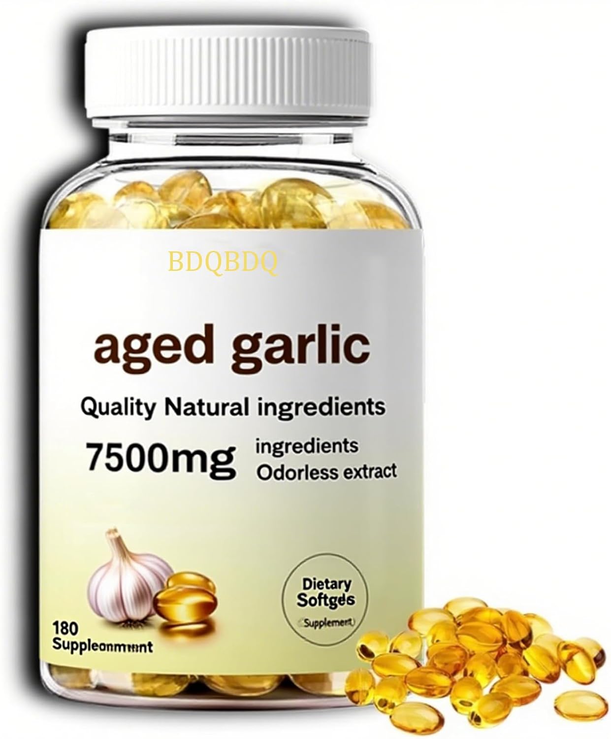 Aged Garlic Extract 7500mg Odorless - 180 Softgels | Organic, Non-GMO, Gluten-Free | Supports Immune Health (1bottle)