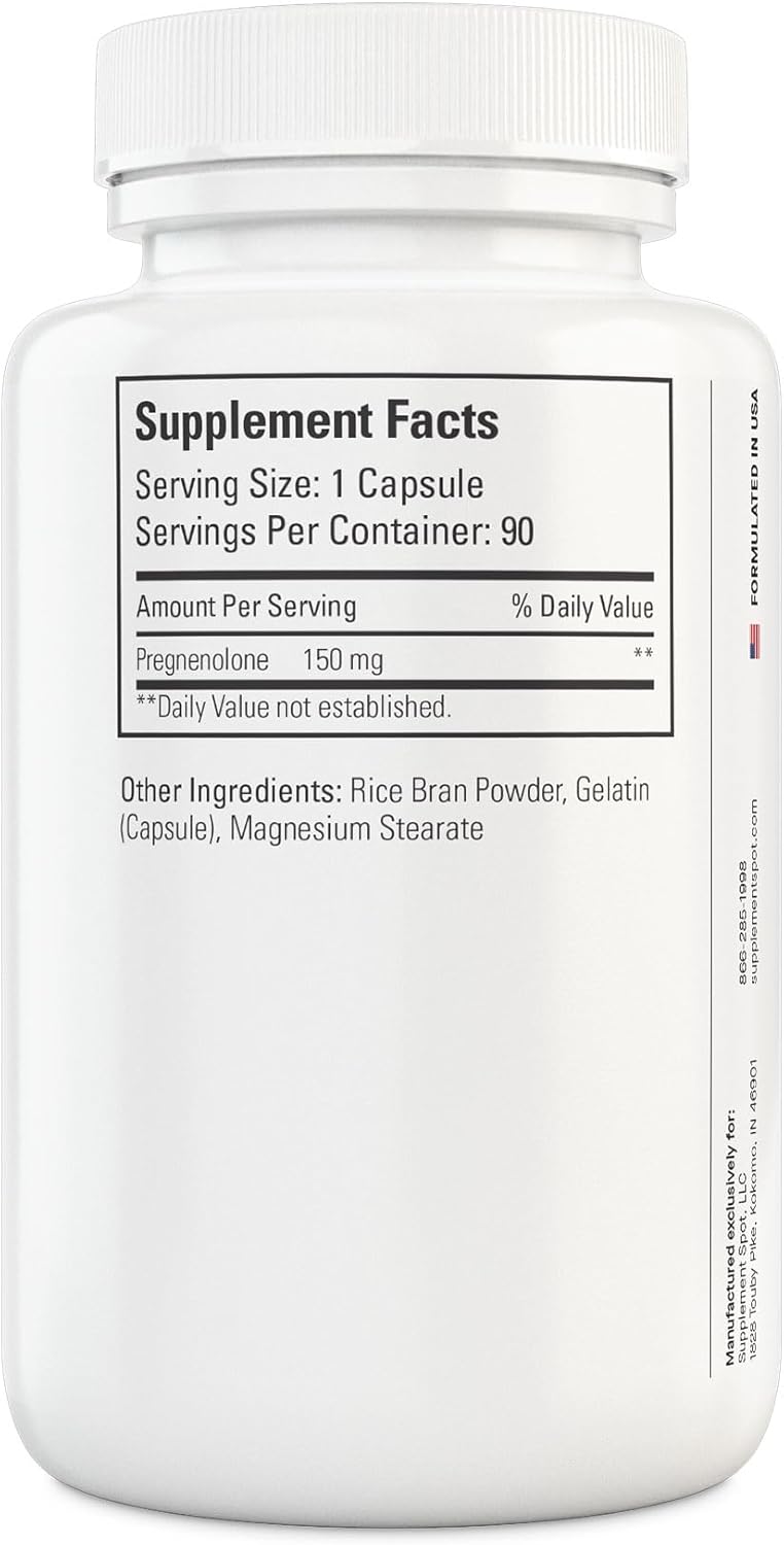 Pregnenolone 150 Mg Energy Supplement – Pregnenolone to Support Healthy Mood for Women & Men (90 Servings)