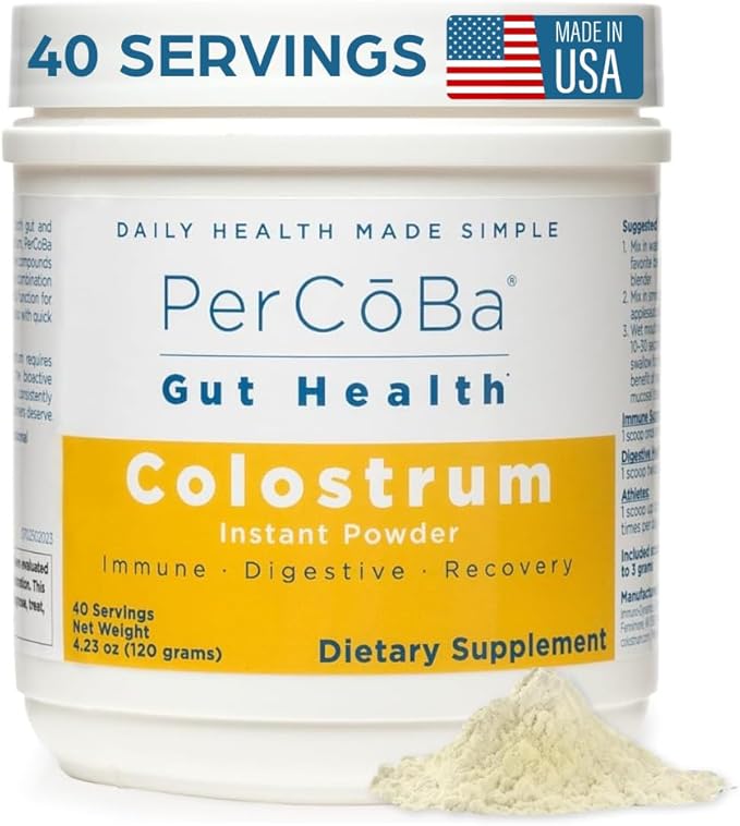 Colostrum Supplement for Gut Health, Bloating, Hair Growth, Muscle Recovery, Immune Support - Unflavored Bovine Colostrum Powder Made in USA, Non-GMO, Gluten Free, 120 Grams Per Serving - 40 Servings