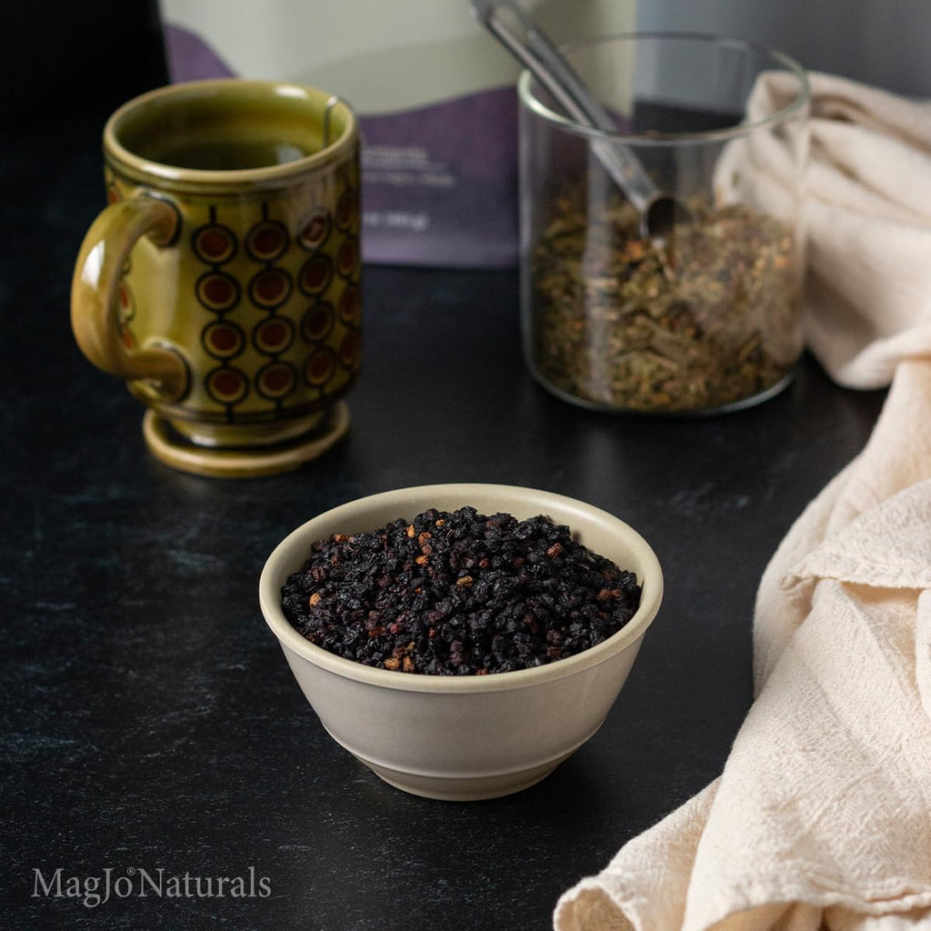 MagJo 100% Wild Harvest Dried Elderberries - 1lb Bulk - Non-Irradiated, Whole Black Elderberry Immune Support - Raw Vegan Sambucus 1 Pound